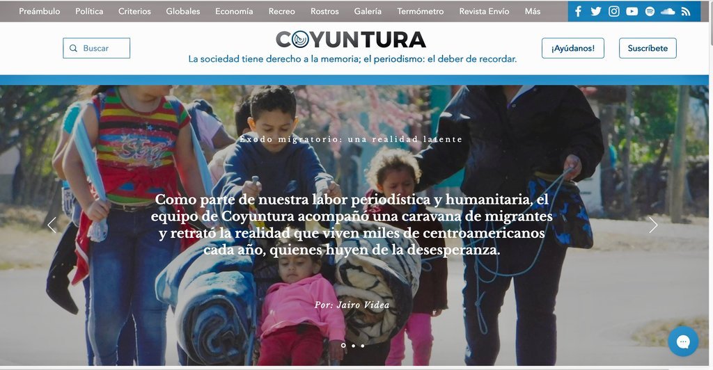 Screenshot of the Coyuntura website