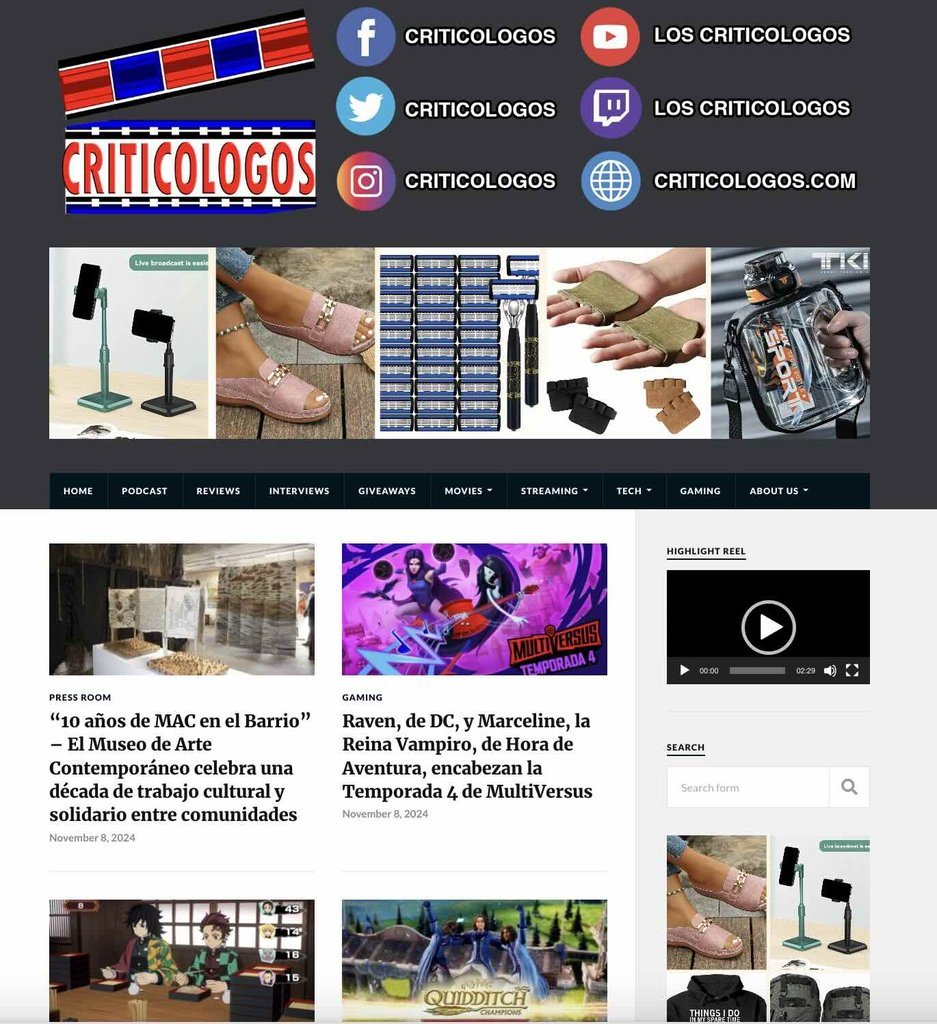 Screenshot of the Criticologos website