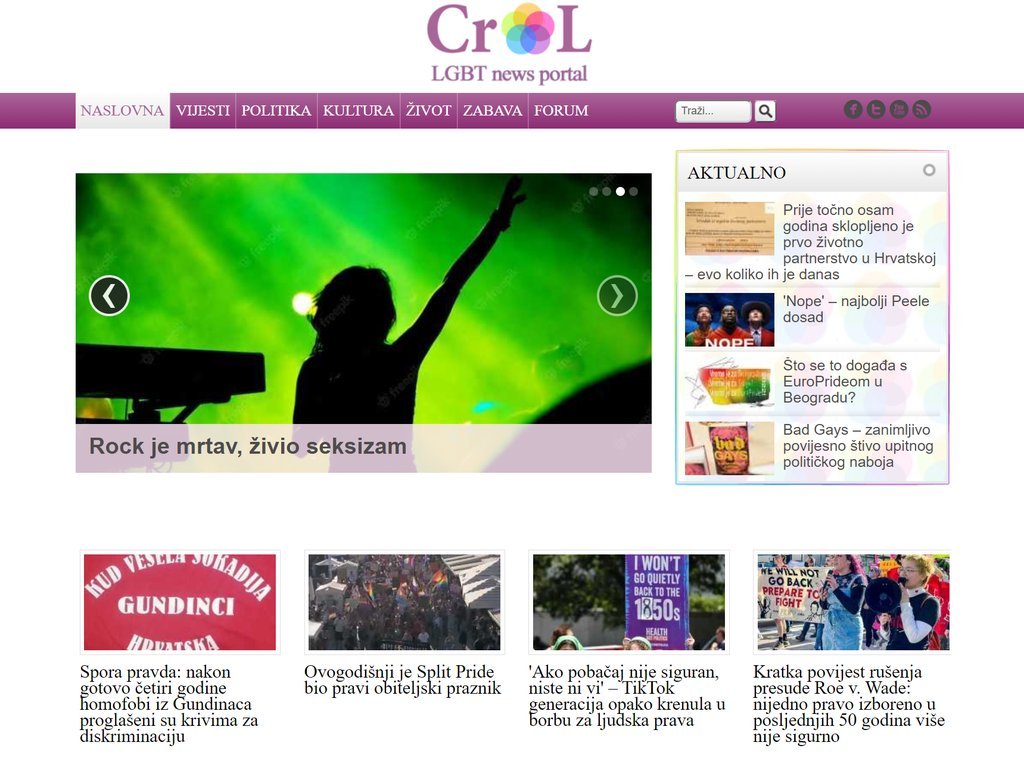 Screenshot of the CroL.hr website