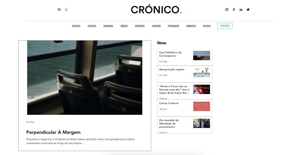 Screenshot of the Crónico website