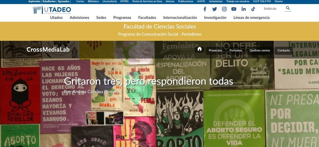 Screenshot of the Crossmedialab website