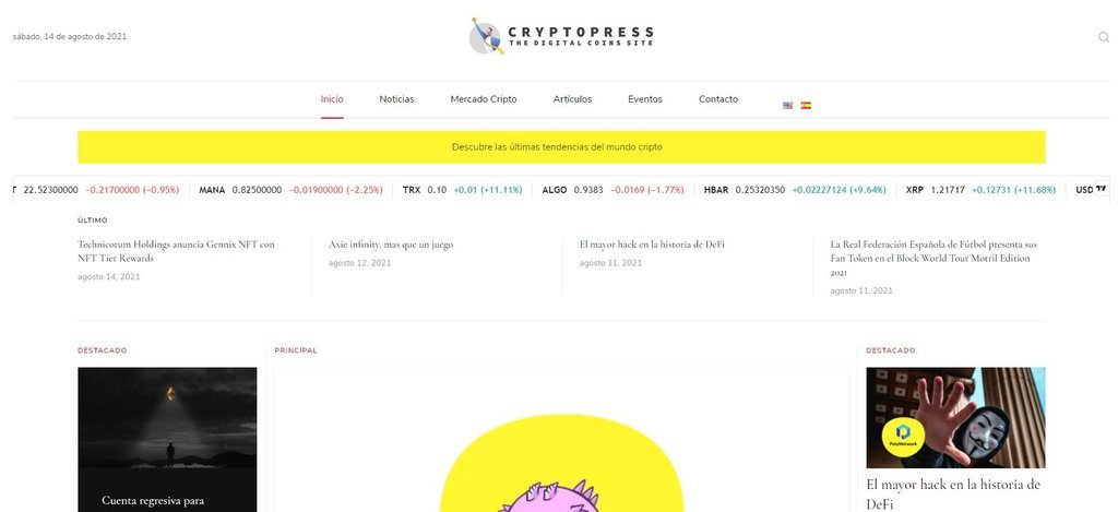 Screenshot of the Cryptopress website