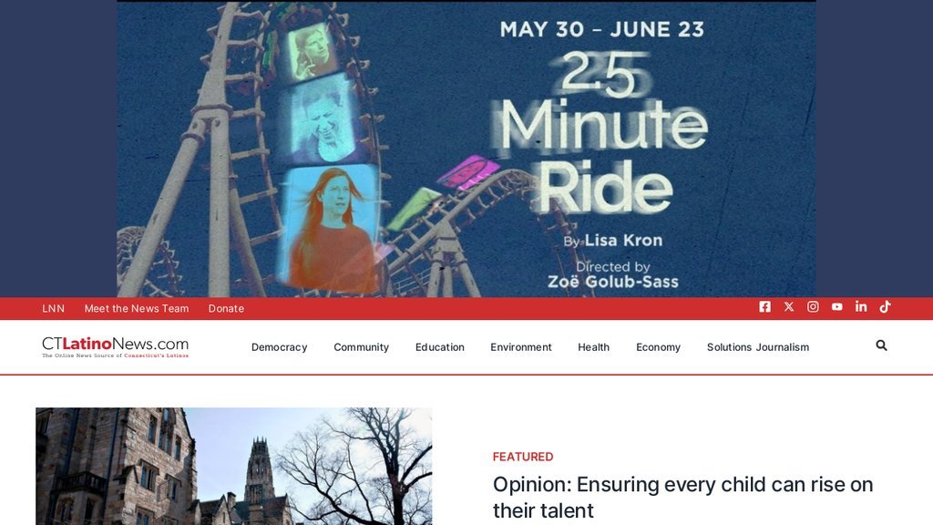 Screenshot of the CT Latino News website