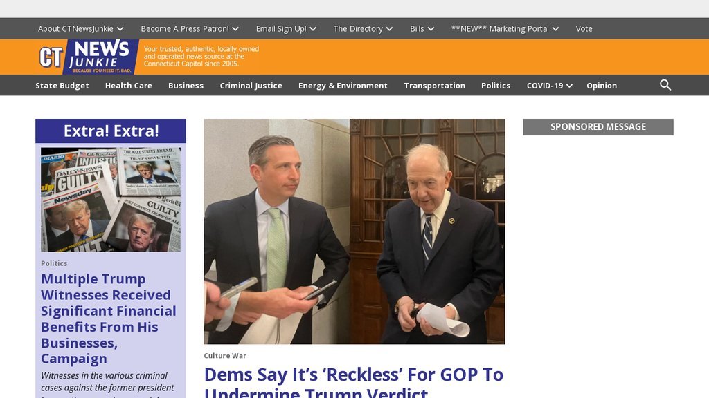 Screenshot of the CTNewsJunkie.com website