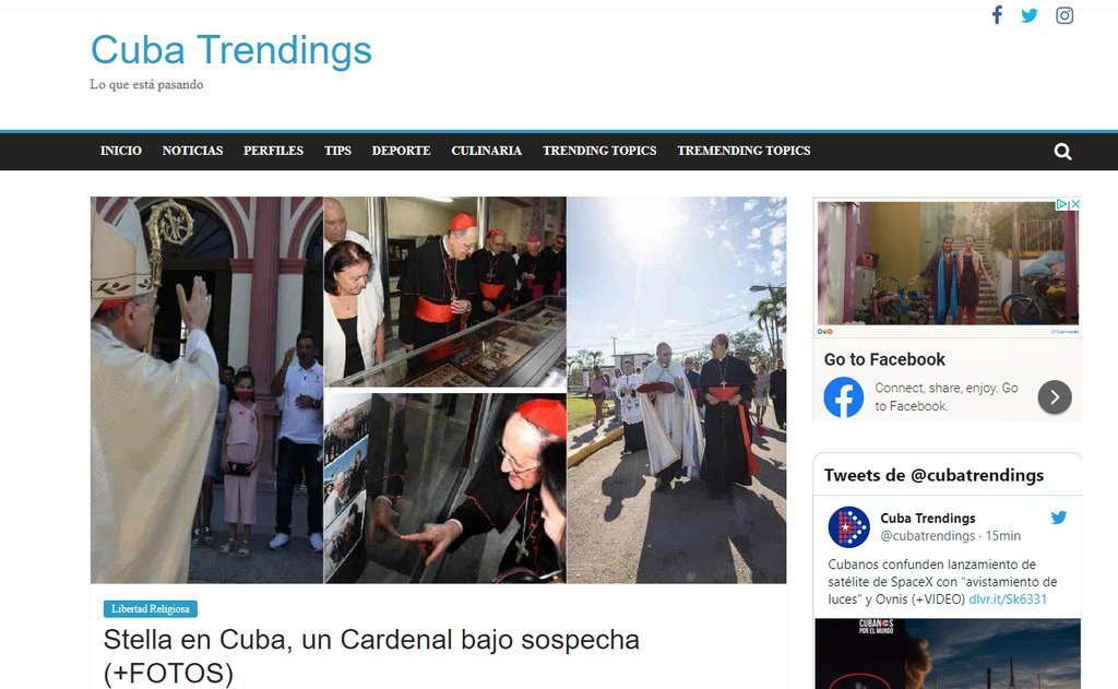 Screenshot of the Cuba Trendings website