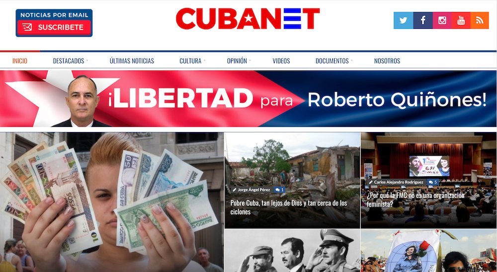 Screenshot of the Cubanet website