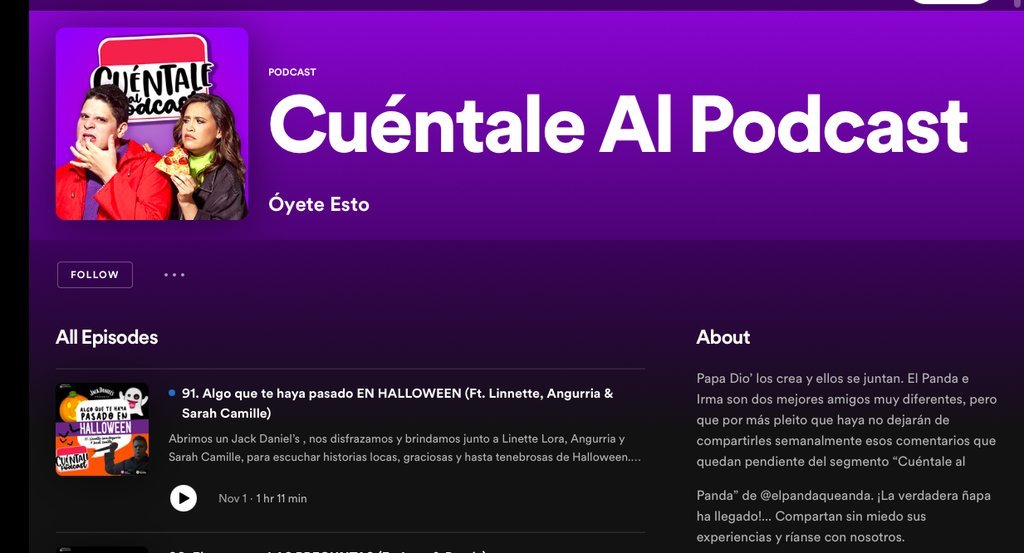 Screenshot of the Cuentale Al Podcast website