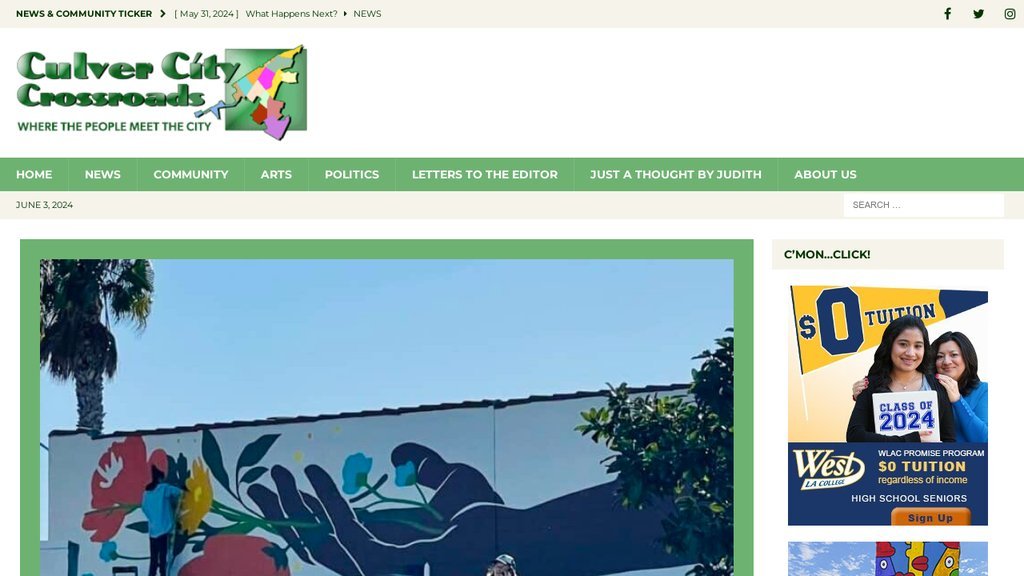 Screenshot of the Culver City Crossroads website