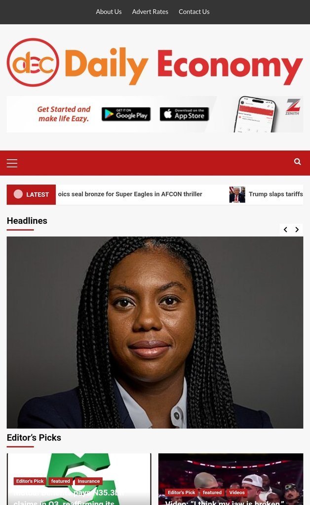 Screenshot of the Daily Economy website