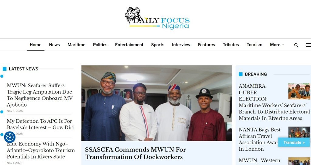 Screenshot of the Daily Focus Nigeria website
