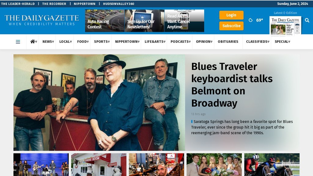 Screenshot of the Daily Gazette, The website