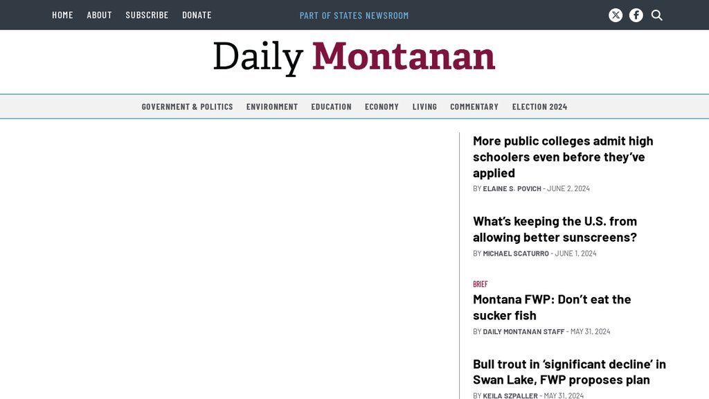 Screenshot of the Daily Montanan website