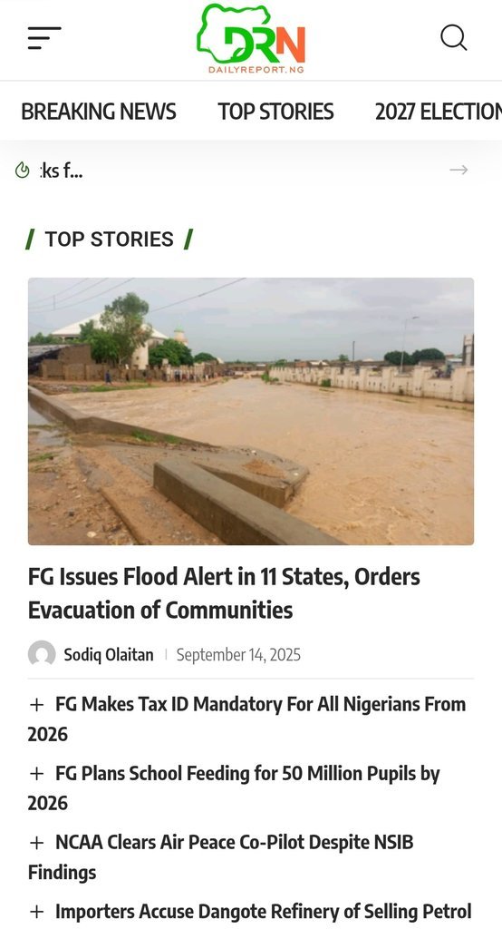 Screenshot of the Daily Report Nigeria website