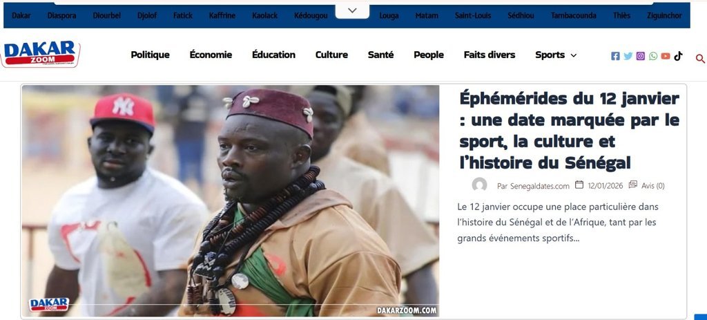 Screenshot of the DakarZoom website