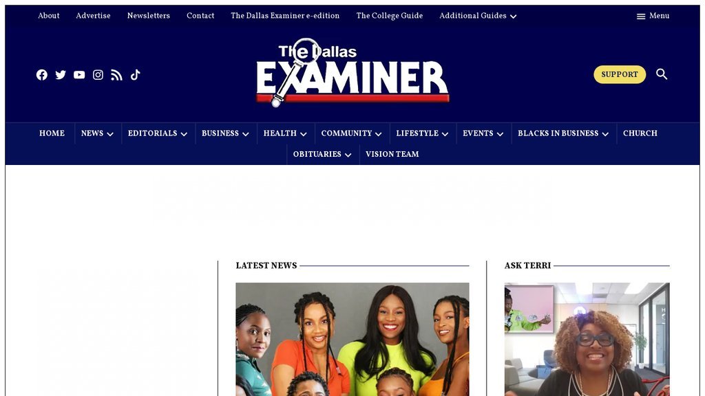 Screenshot of the Dallas Examiner website