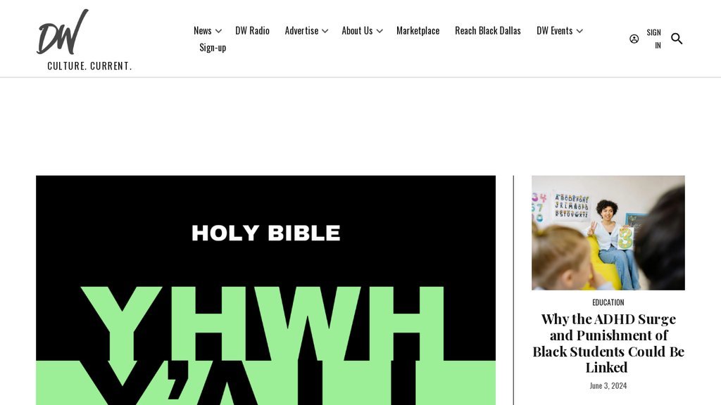 Screenshot of the Dallas Weekly website