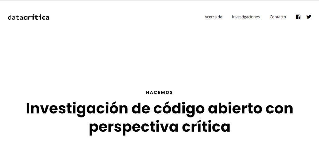 Screenshot of the Data Critica website