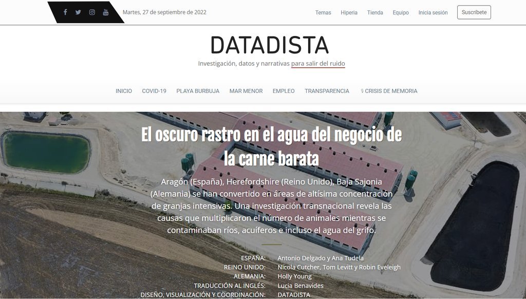 Screenshot of the Datadista website