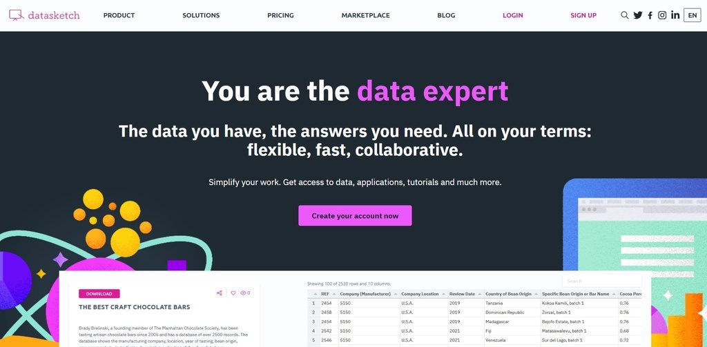 Screenshot of the Datasketch website