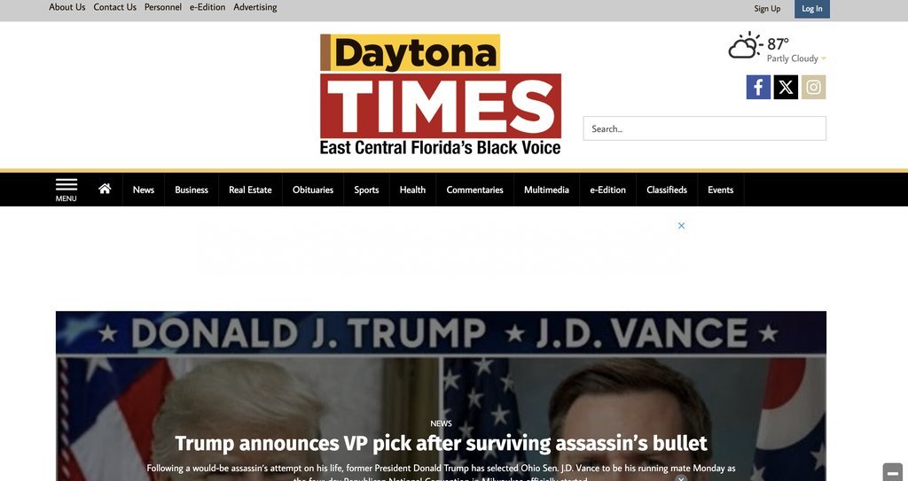 Screenshot of the Daytona Times website