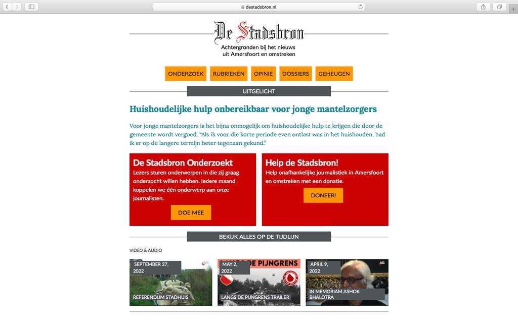 Screenshot of the De Stadsbron website