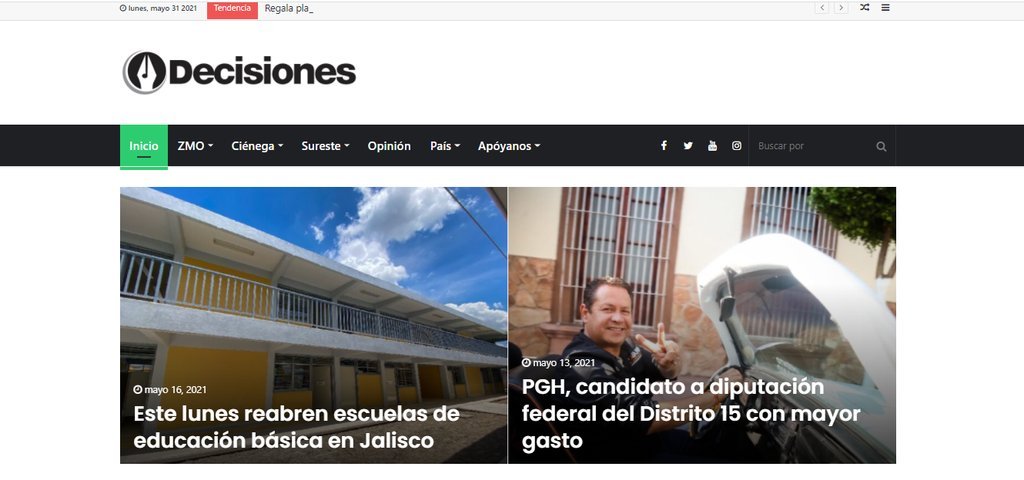 Screenshot of the Decisiones website