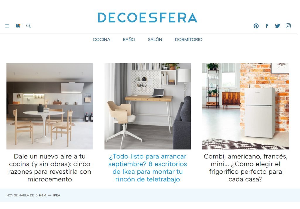 Screenshot of the Decoesfera website