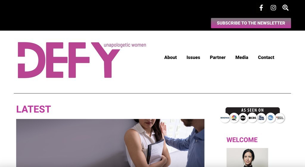 Screenshot of the DEFY Magazine website