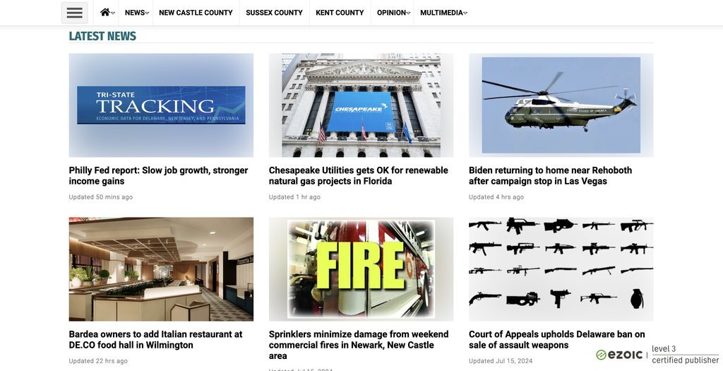 Screenshot of the Delaware Business Now website
