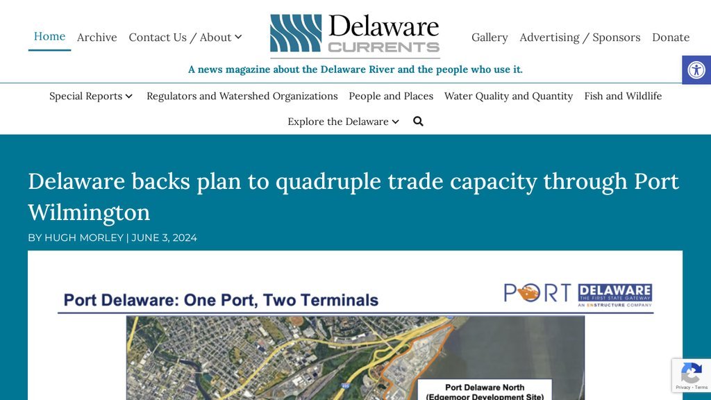 Screenshot of the Delaware Currents website