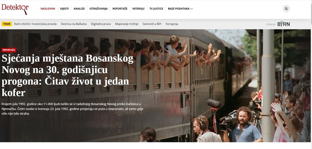 Screenshot of the Detektor.ba website