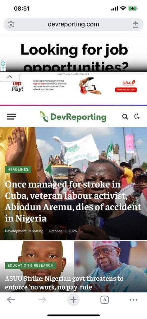 Screenshot of the Development Reporting (DevReporting) website