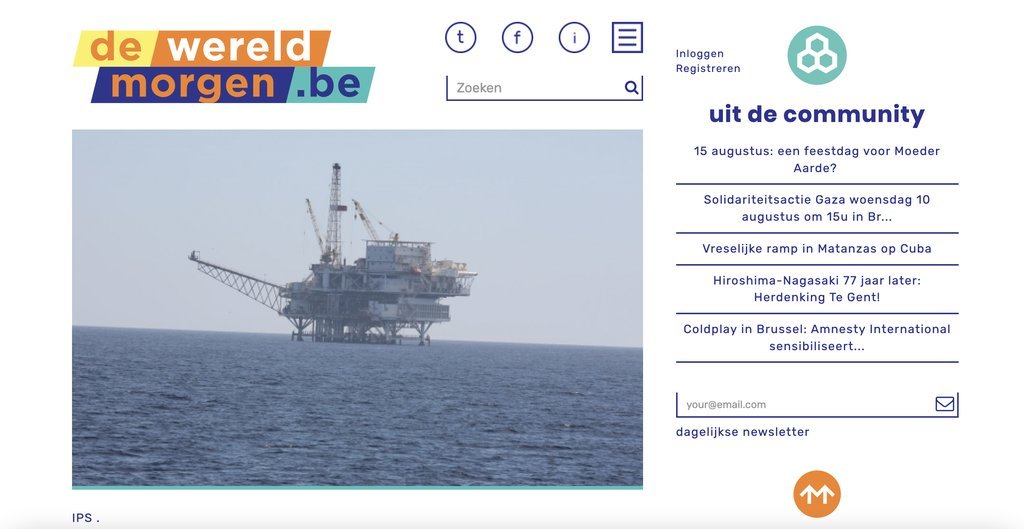 Screenshot of the DeWereldMorgen.be website