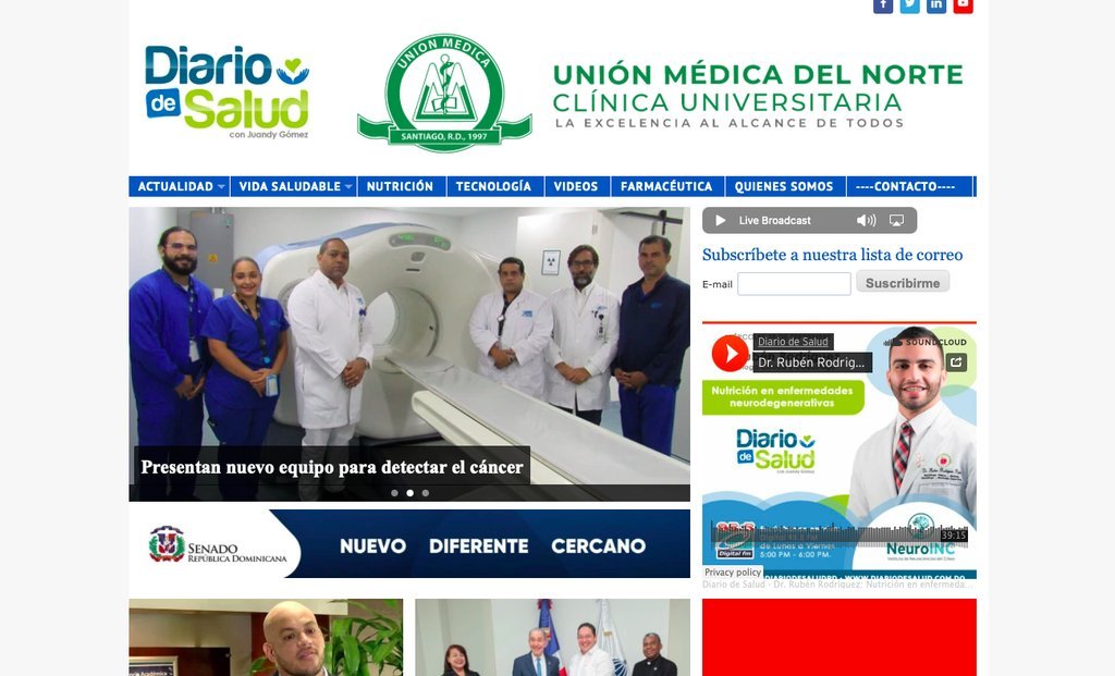 Screenshot of the Diario De Salud website
