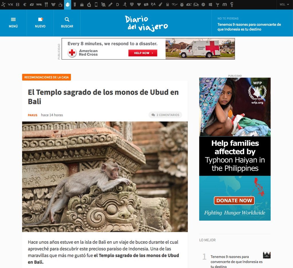 Screenshot of the Diario Del Viajero website