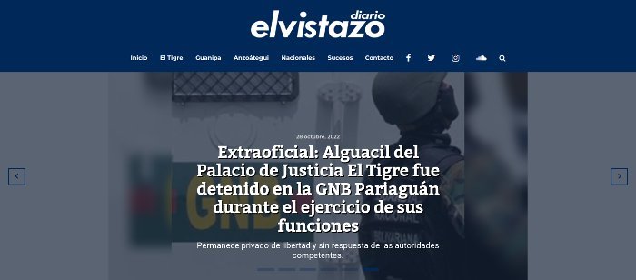 Screenshot of the Diario El Vistazo website