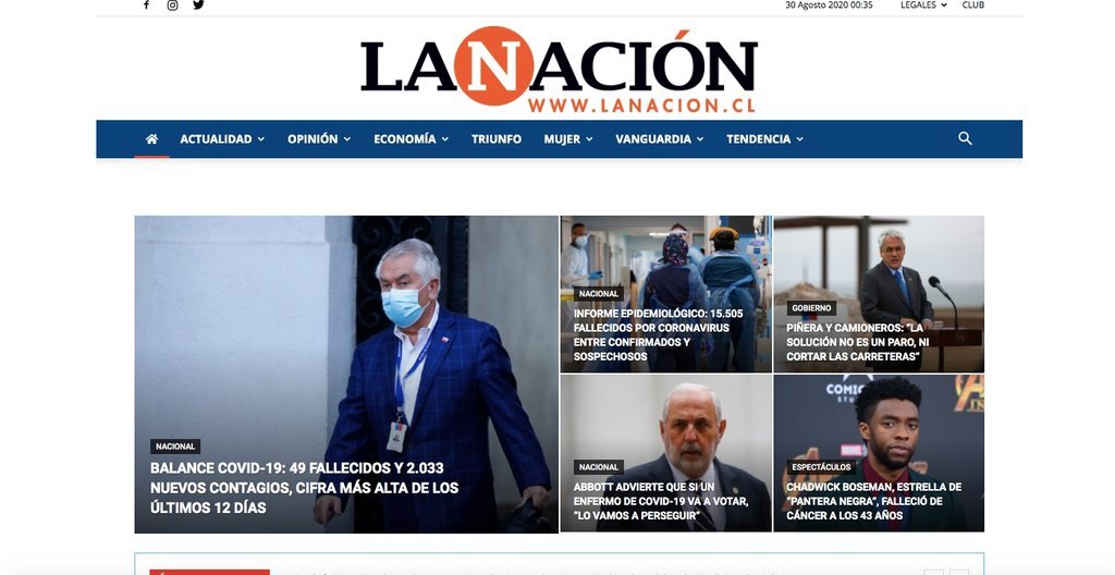 Screenshot of the Diario La Nacion website