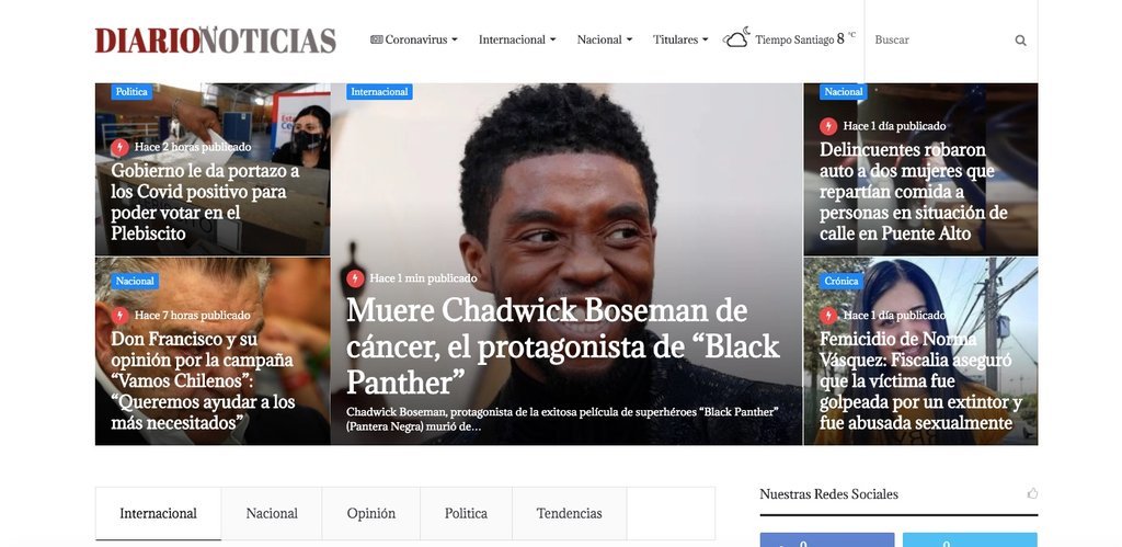 Screenshot of the Diario Sur Noticias website