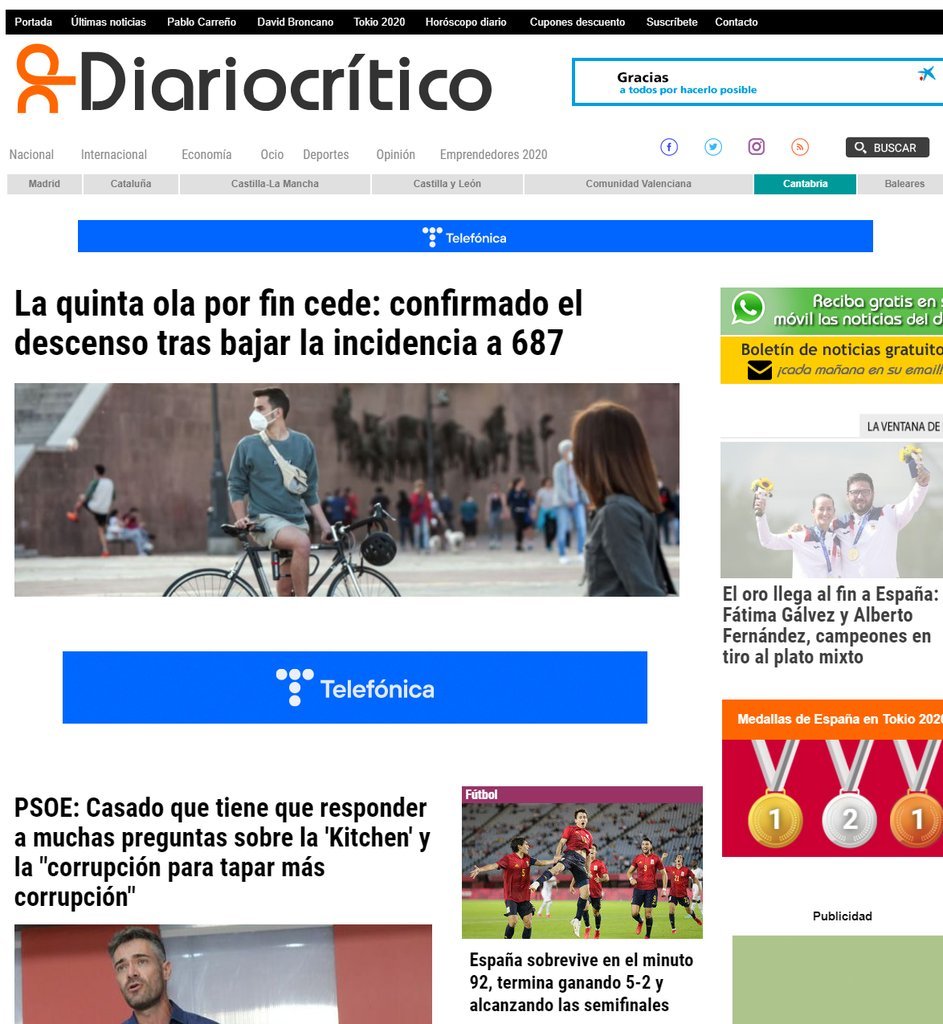 Screenshot of the Diariocritico website