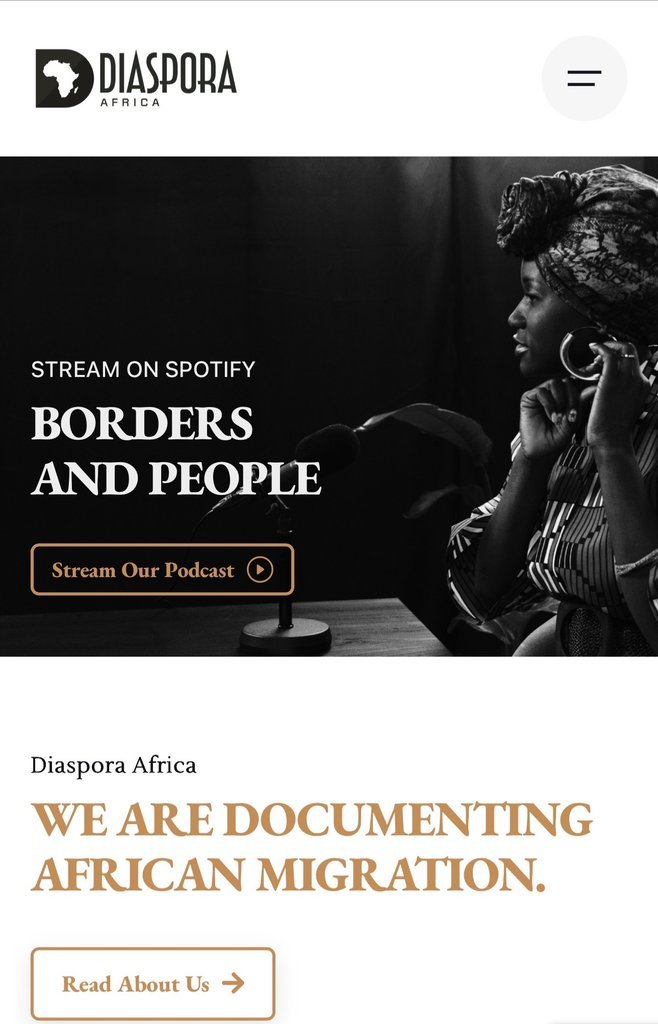 Screenshot of the Diaspora Africa website