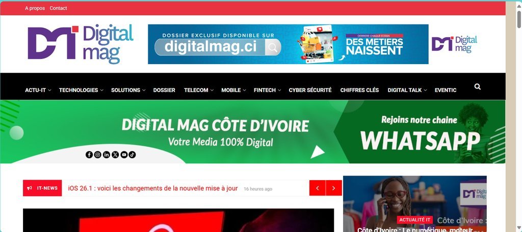 Screenshot of the Digital Mag website
