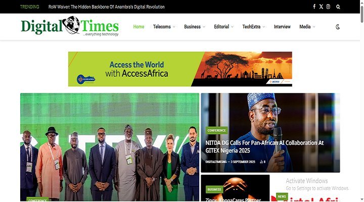Screenshot of the Digital Times Nigeria website