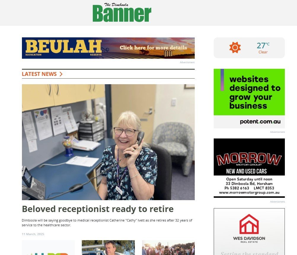 Screenshot of the Dimboola Banner website