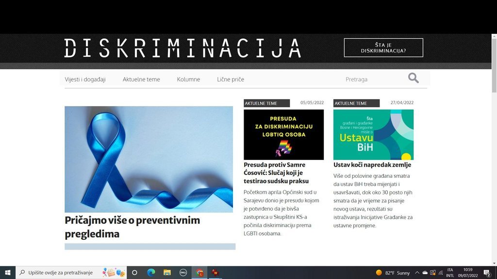 Screenshot of the Diskriminacija.ba website