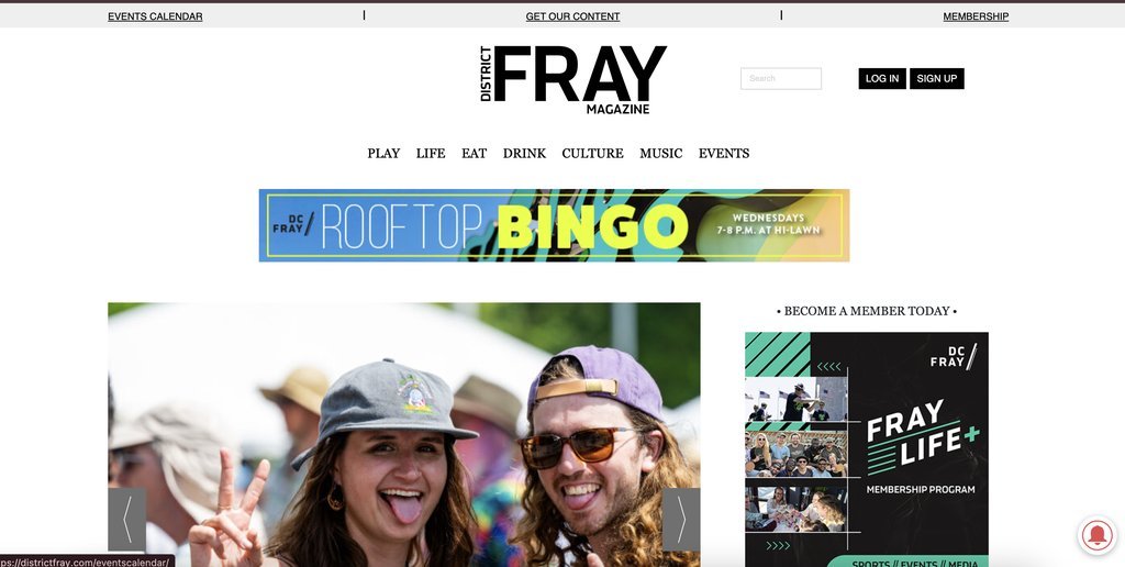 Screenshot of the District Fray Magazine website