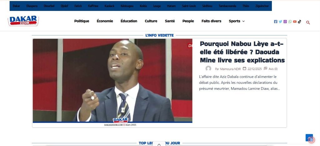 Screenshot of the DJOMTEL (DakarZoom) website