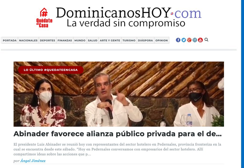Screenshot of the Dominicanos Hoy website