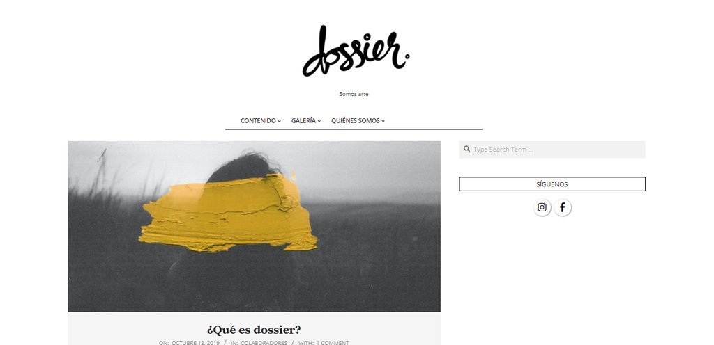 Screenshot of the Dossier website