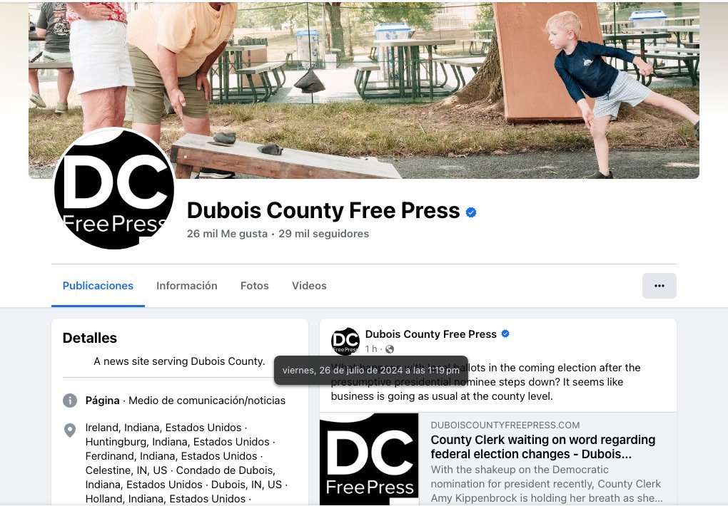 Screenshot of the Dubois County Free Press website