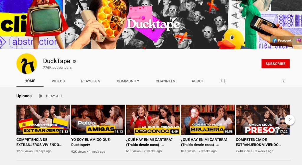 Screenshot of the Ducktape website